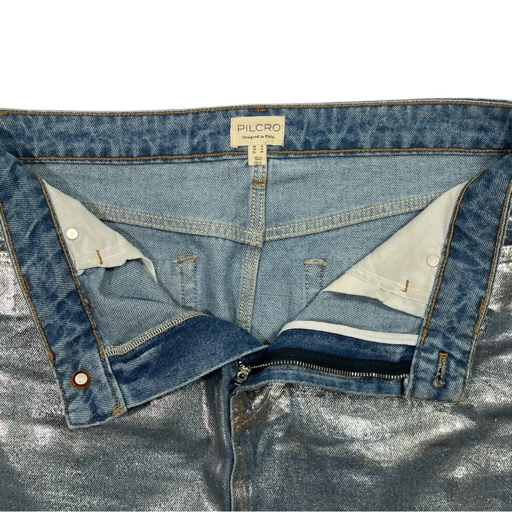 Pilcro Light Blue with silver metallic Mini Skirt - Picture 8 of 10